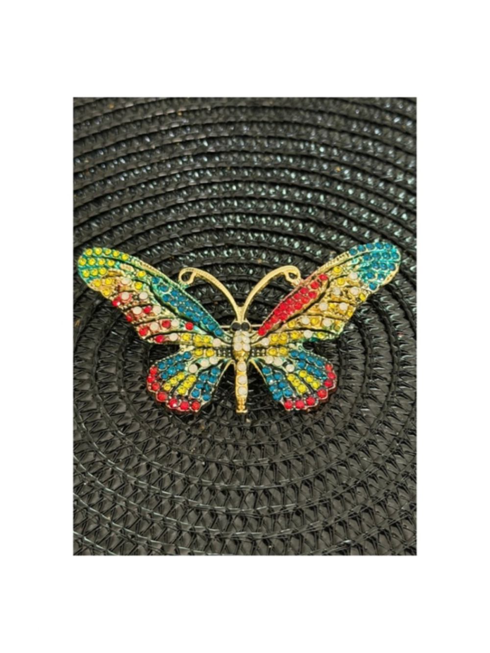 Gold Multicolor Crystal Rhinestone Butterfly Brooch Dopamine Dressing